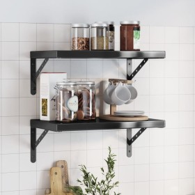 Wall shelves 2 units stainless steel black 50x30 cm by , Shelves and shelves - Ref: Foro24-3214518, Price: 65,18 €, Discount: %