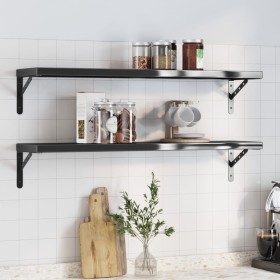 Wall shelves 2 units stainless steel black 100x23.5 cm by , Shelves and shelves - Ref: Foro24-3214513, Price: 59,94 €, Discou...