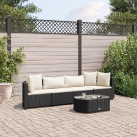 Gartenmöbel-Set 5-teilig mit schwarzen Polstern aus synthetischem Rattan von , Gartensets - Ref: Foro24-3308368, Preis: 315,7...