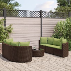 7-piece garden sofa set with brown PE rattan cushions by , Garden sets - Ref: Foro24-3308438, Price: 594,99 €, Discount: %