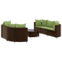 7-piece garden sofa set with brown PE rattan cushions by , Garden sets - Ref: Foro24-3308438, Price: 608,67 €, Discount: %