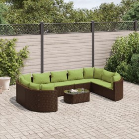 Gartensofa-Set, 10-teilig, mit braunen Kissen aus synthetischem Rattan. von , Gartensets - Ref: Foro24-3308406, Preis: 901,04...