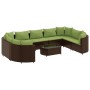 Gartensofa-Set, 10-teilig, mit braunen Kissen aus synthetischem Rattan. von , Gartensets - Ref: Foro24-3308406, Preis: 901,04...