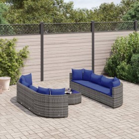 Gartensofagarnitur mit 9-teiligen Kissen aus grauem Kunststoff-Rattan von , Gartensets - Ref: Foro24-3308431, Preis: 550,05 €...