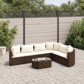 7-piece garden sofa set with brown PE rattan cushions by , Garden sets - Ref: Foro24-3308377, Price: 424,72 €, Discount: %