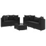 6-teiliges Gartensofa-Set und Kissen aus schwarzem Kunststoff-Rattan. von , Gartensets - Ref: Foro24-3308419, Preis: 396,96 €...