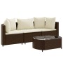 Gartensofa-Set, 4-teilig, mit braunen Kissen aus synthetischem Rattan. von , Gartensets - Ref: Foro24-3308361, Preis: 244,93 ...