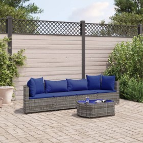 Garden sofa set with 5 pieces, synthetic gray rattan cushions. by , Garden sets - Ref: Foro24-3308375, Price: 295,11 €, Disco...