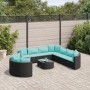 Gartensofa-Set und Kissen, 10-teilig, aus schwarzem Kunststoff-Rattan. von , Gartensets - Ref: Foro24-3308412, Preis: 734,75 ...