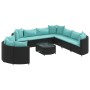 Set of garden sofas and cushions 10 pieces synthetic black rattan by , Garden sets - Ref: Foro24-3308412, Price: 734,75 €, Di...