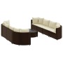 Gartensofa-Set, 9-teilig, mit braunen Kissen aus synthetischem Rattan. von , Gartensets - Ref: Foro24-3308425, Preis: 562,69 ...