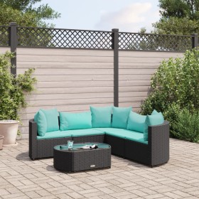 Garden sofa set, 6 pieces, with black synthetic rattan cushions. by , Garden sets - Ref: Foro24-3308396, Price: 417,99 €, Dis...