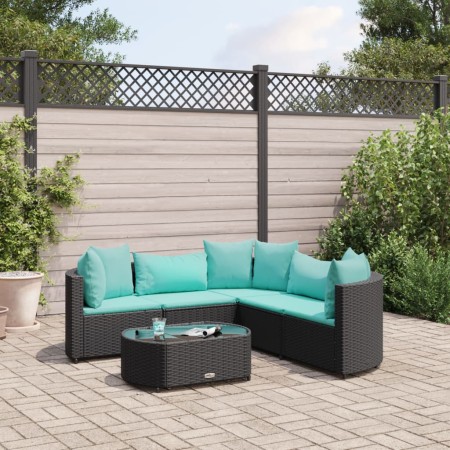 Garden sofa set, 6 pieces, with black synthetic rattan cushions. by , Garden sets - Ref: Foro24-3308396, Price: 431,93 €, Dis...