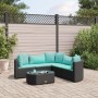 6-teiliges Gartensofa-Set und Kissen aus schwarzem Kunststoff-Rattan. von , Gartensets - Ref: Foro24-3308396, Preis: 431,21 €...