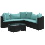 Garden sofa set, 6 pieces, with black synthetic rattan cushions. by , Garden sets - Ref: Foro24-3308396, Price: 431,93 €, Dis...