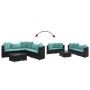 6-teiliges Gartensofa-Set und Kissen aus schwarzem Kunststoff-Rattan. von , Gartensets - Ref: Foro24-3308396, Preis: 431,21 €...