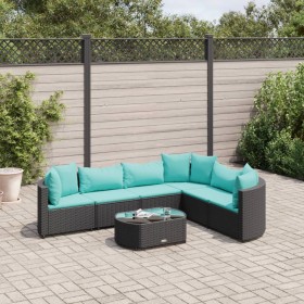 Gartensofagarnitur 7-teilig mit schwarzen Polstern aus synthetischem Rattan von , Gartensets - Ref: Foro24-3308380, Preis: 48...