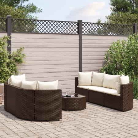 7-piece garden sofa set with brown PE rattan cushions by , Garden sets - Ref: Foro24-3308433, Price: 446,66 €, Discount: %