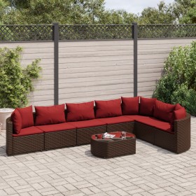 Set of 8-piece garden sofas and brown synthetic rattan cushions by , Garden sets - Ref: Foro24-3308389, Price: 474,62 €, Disc...