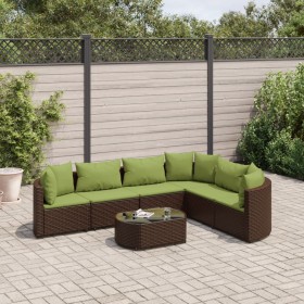 7-piece garden sofa set with brown PE rattan cushions by , Garden sets - Ref: Foro24-3308382, Price: 501,84 €, Discount: %