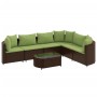 7-piece garden sofa set with brown PE rattan cushions by , Garden sets - Ref: Foro24-3308382, Price: 501,84 €, Discount: %