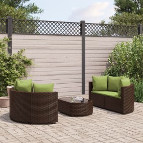 Garten-Essgruppe, 5-teilig, mit braunen Kunststoff-Rattan-Kissen. von , Gartensets - Ref: Foro24-3308446, Preis: 455,99 €, Ra...