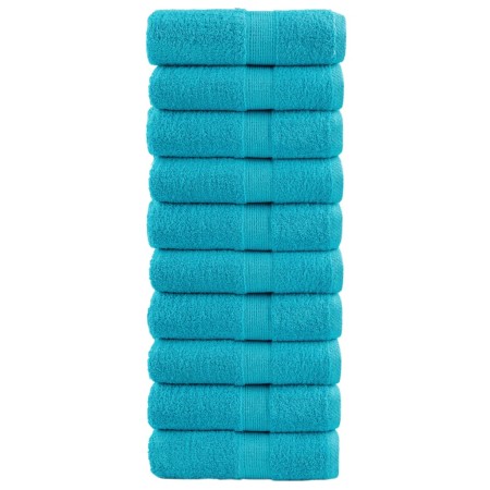 Guest towels 10 units 100% cotton turquoise 30x50 cm 600 gsm by , Towels - Ref: Foro24-137448, Price: 29,23 €, Discount: %