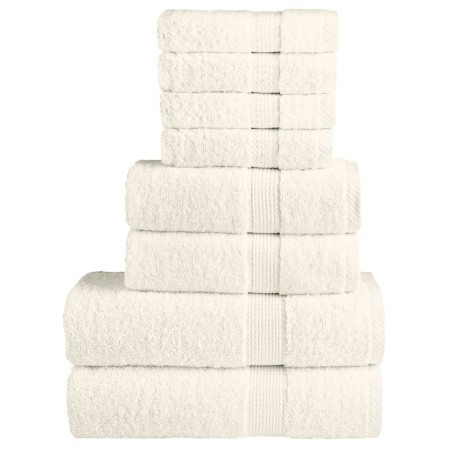 8-teiliges Handtuchset aus 100% Baumwolle in Creme, 600 g/m². von , Handtücher - Ref: Foro24-137550, Preis: 44,00 €, Rabatt: %