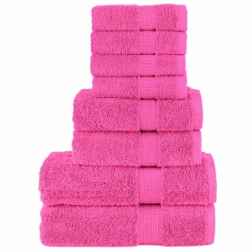 8-teiliges Handtuchset aus 100% Baumwolle in Rosa, 600 g/m². von , Handtücher - Ref: Foro24-137552, Preis: 44,00 €, Rabatt: %