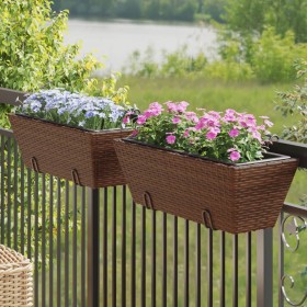 Planters with hooks 2 units synthetic brown rattan by , Pots and planters - Ref: Foro24-366399, Price: 45,36 €, Discount: %