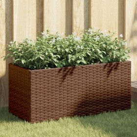 Planter with 2 brown synthetic rattan pots 72x30x32 cm by , Pots and planters - Ref: Foro24-366423, Price: 45,99 €, Discount: %