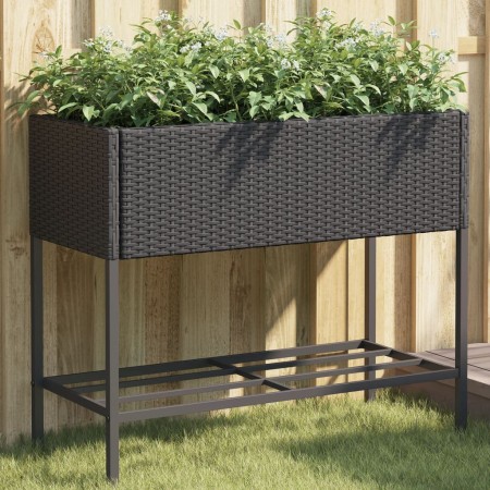 Planter with black synthetic rattan shelf by , Pots and planters - Ref: Foro24-366384, Price: 71,99 €, Discount: %