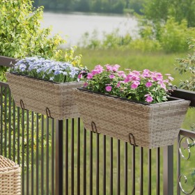 Planters with hooks 2 units synthetic rattan gray by , Pots and planters - Ref: Foro24-366400, Price: 53,75 €, Discount: %