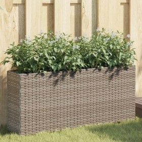 Pflanzgefäß mit 2 Blumentöpfen aus grauem synthetischem Rattan 90x20x40 cm von , Töpfe und Pflanzgefäße - Ref: Foro24-366409,...