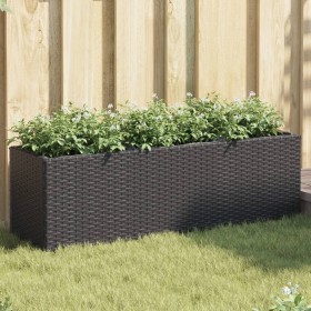 Planter with 3 black synthetic rattan pots 105x30x32 cm by , Pots and planters - Ref: Foro24-366416, Price: 64,34 €, Discount: %