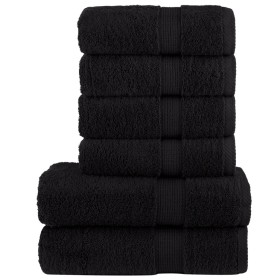 6-teiliges Handtuchset aus 100% Baumwolle in Schwarz, 600 g/m². von , Handtücher - Ref: Foro24-137565, Preis: 49,88 €, Rabatt: %