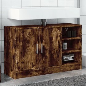 Armario de lavabo madera ingeniería roble ahumado 90x29x55 cm de , Muebles de baño - Ref: Foro24-848126, Precio: 78,11 €, Des...