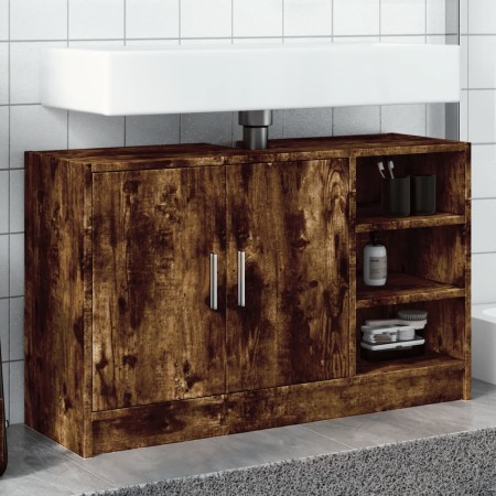 Armario de lavabo madera ingeniería roble ahumado 90x29x55 cm de , Muebles de baño - Ref: Foro24-848126, Precio: 78,11 €, Des...