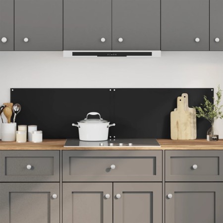 Kitchen splashbacks 2 units black tempered glass 80x50 cm by , Kitchen tools and utensils - Ref: Foro24-3315799, Price: 66,96...