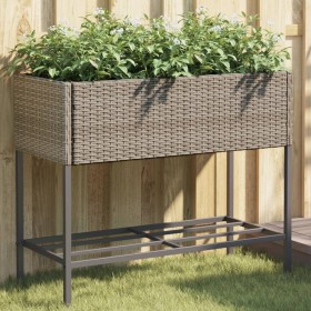 Pflanzgefäße mit Regal 2 Stück Kunststoff-Rattan Grau 90x40x75 cm von , Töpfe und Pflanzgefäße - Ref: Foro24-3210509, Preis: ...