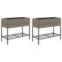 Planter boxes with shelf 2 units synthetic rattan gray 90x40x75 cm by , Pots and planters - Ref: Foro24-3210509, Price: 143,0...