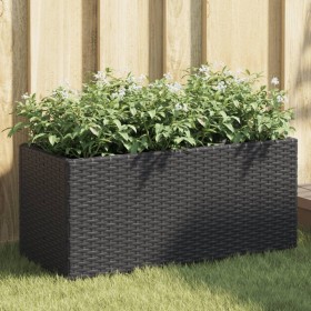 Planter with 2 black PE rattan pots 2 units 72x30x32 cm by , Pots and planters - Ref: Foro24-3210528, Price: 84,45 €, Discoun...