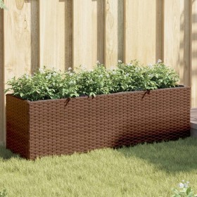 Planters with 3 brown PE rattan pots 2 units 105x30x32 cm by , Pots and planters - Ref: Foro24-3210523, Price: 106,99 €, Disc...