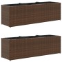 Planters with 3 brown PE rattan pots 2 units 105x30x32 cm by , Pots and planters - Ref: Foro24-3210523, Price: 115,97 €, Disc...