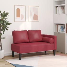 Chaiselongue-Sofa mit roten Kunstlederkissen. von , Tagesbetten - Ref: Foro24-4007568, Preis: 142,51 €, Rabatt: %