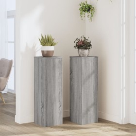 Plant stands 2 units gray Sonoma wood 25x25x80 cm by , Pot stands - Ref: Foro24-852947, Price: 69,54 €, Discount: %