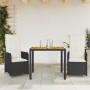 Garden table and 3-piece chair set with black synthetic rattan cushions. by , Garden sets - Ref: Foro24-3276975, Price: 380,9...