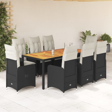 Garden table and chairs set 9 pieces with black PE rattan cushions by , Garden sets - Ref: Foro24-3276982, Price: 1,00 €, Dis...