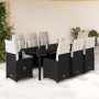 Garden table and chairs set, 9 pieces, with black PE rattan cushions. by , Garden sets - Ref: Foro24-3276994, Price: 1,00 €, ...