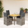 Gartentisch und Stühle 5-teilig und Kissen aus grauem Kunststoff-Rattan von , Gartensets - Ref: Foro24-3277020, Preis: 581,66...